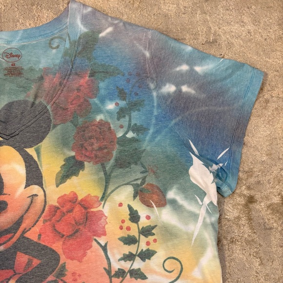 Disney Mickey Mouse Tie Dye Print Multicolor Graphic Tee Size 4X - Picture 5 of 13